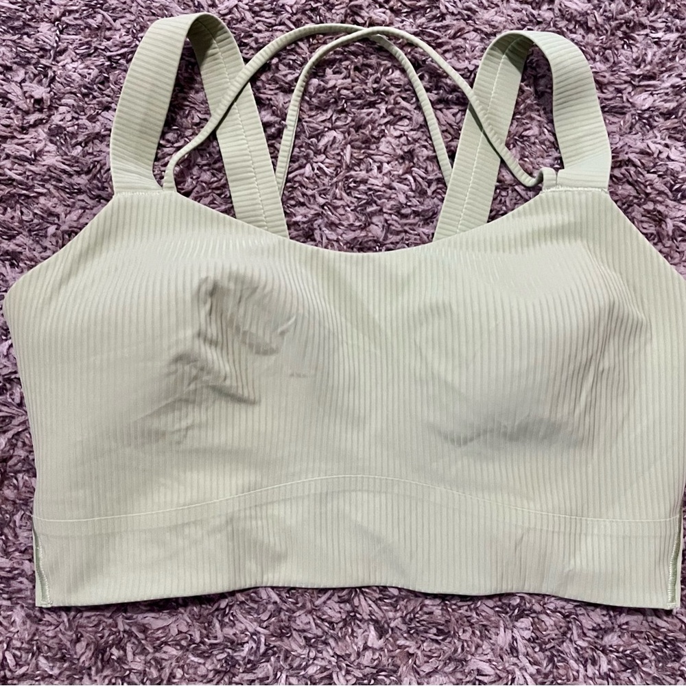 lululemon athletica like a cloud  Light Sage Ribbed Strappy Sports Bra